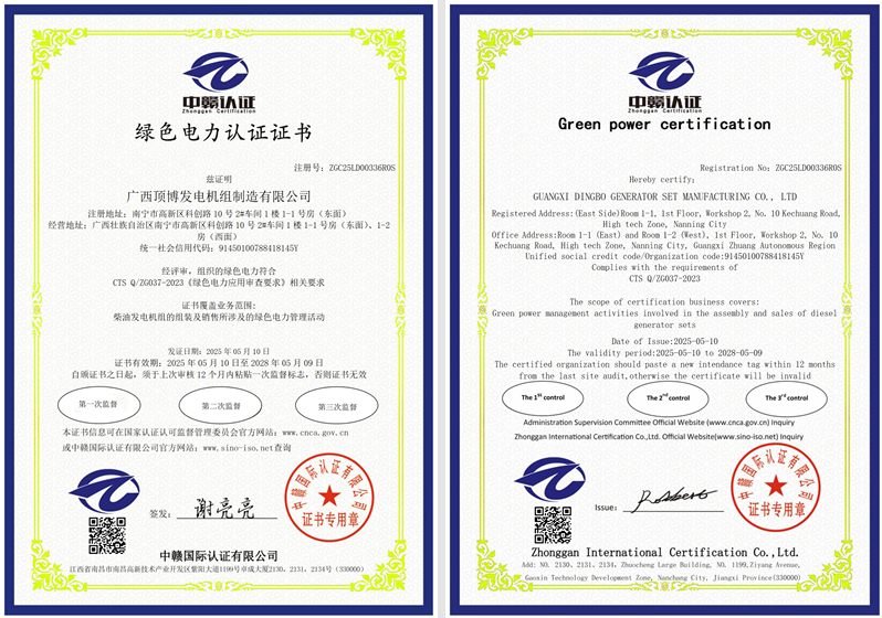 綠色電力認證證書